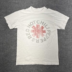 Red Hot Chili Peppers Shirt Mens Small White Logo Graphic Band Rock Music Tee